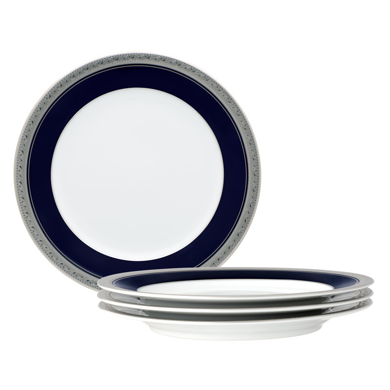 Ensemble de 4 assiettes à salade Norestake Crestwood Cobalt Platinum, 8 1/4 po
