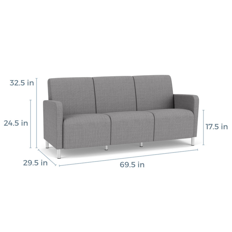 Fauteuil de réception 3 places Ravenna, Acier brossé, Gris chambray
