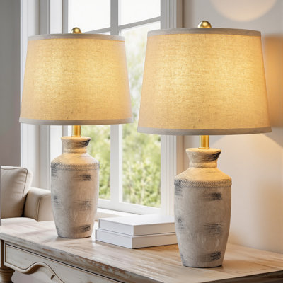 ChenJoss 23" Ceramic Table Lamp Set, suitable for bedrooms, living rooms, desks, and offices