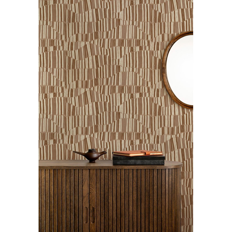 Jamaican Waves Wallpaper, Cocoa Brown, Faux Grasscloth, Non-Pasted