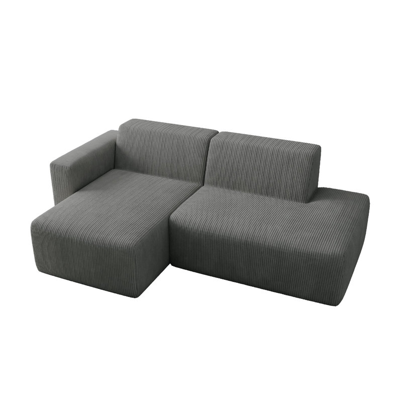 Berlare Modular Corner Sofa, Grey Corduroy, Left Hand Facing