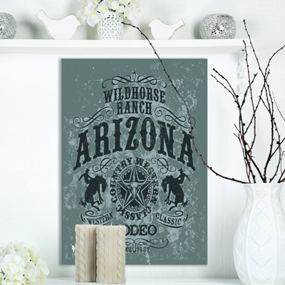 Arizona Wild Horse Rodeo - reproduction d'art textuel sur bois