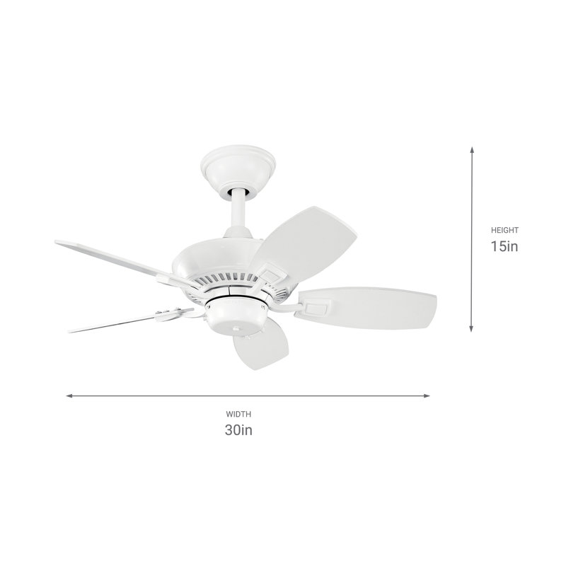 Ventilateur de plafond standard 30 "avec chaînette Canfield, Blanc avec pales blanches