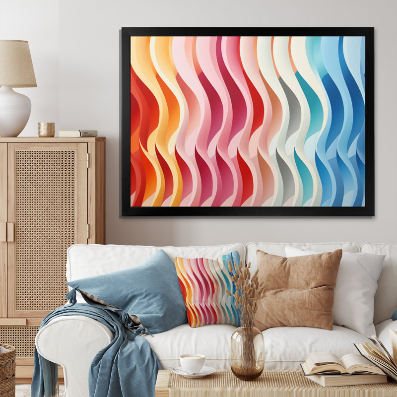 " Opt Straight Line Delirum III ", Black Picture Framed, 12" H x 20" W x 1" D