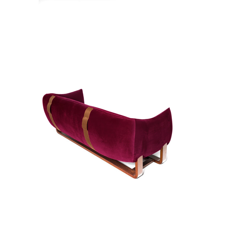 Canapé Milo, Canneberge / velours Chesterfield