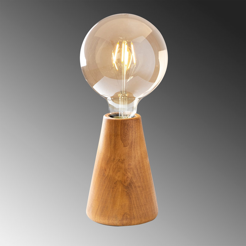 Elegant Table Lamp with Hornbeam Body, 5.9 x 5.9 x 5.9 inches | Height: 5.9 inches, 59.1-inch Cable | E27 Socket, Max 40W | IP20 Rated, Rustic Wooden Color | Perfect for Country-Themed Decor & Ambient Lighting