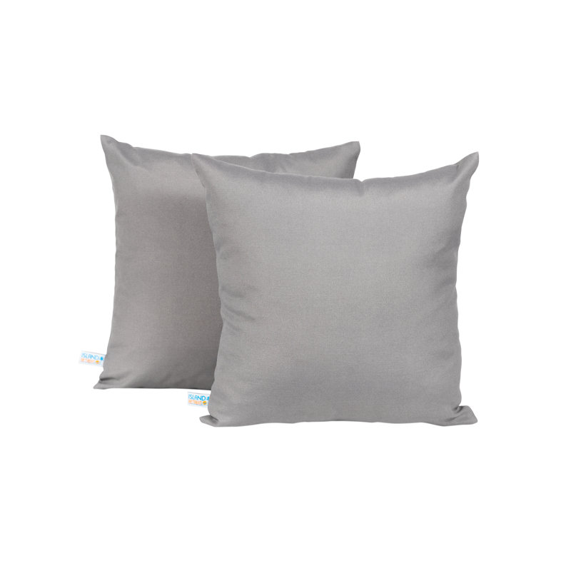 Slate Gray All-Weather Square Outdoor Throw Pillow Set