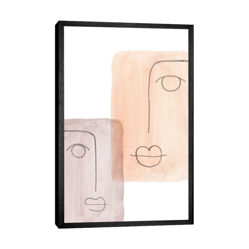 Abstract Faces II - Painting on Canvas, Black Framed, 152.4cm H x 101.6cm W x 3.81cm D