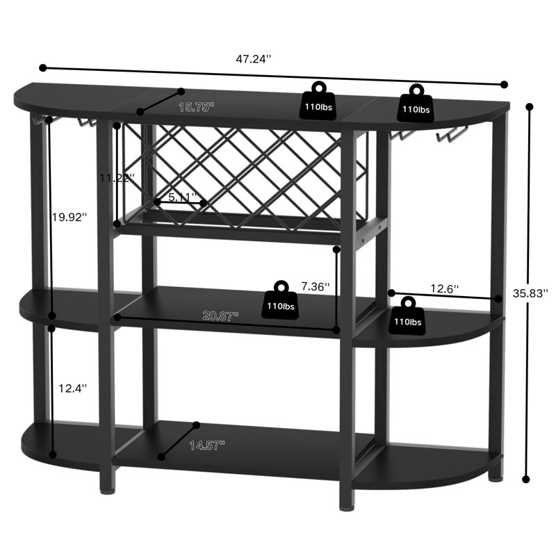 Armoire pour 10 bouteilles / porte-bouteilles de vin et support de rangement en verre Quavis, Noir