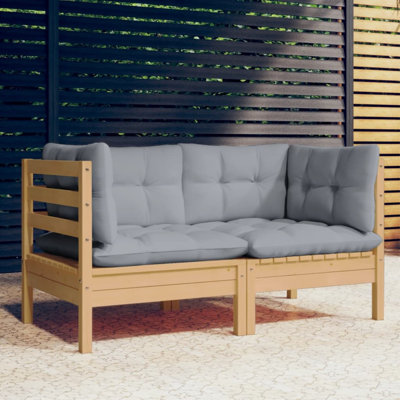 Rhalem Solid Wood Pine 2-Seater Patio Sofa with Cushions Seat Multi Colors
