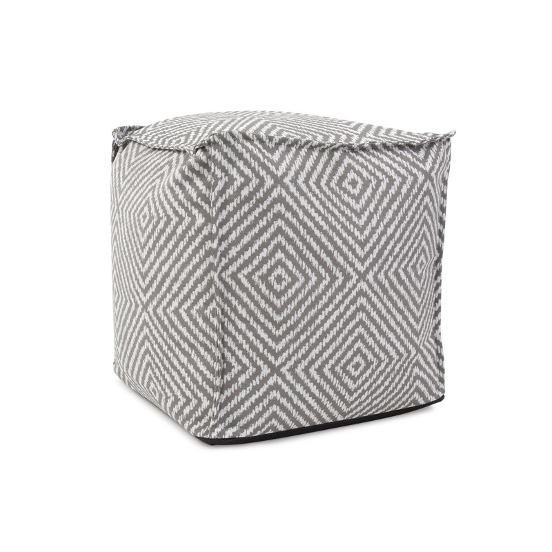 Upholstered Outdoor Ottoman, Pewter