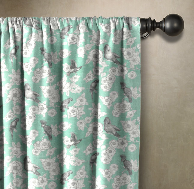 Cotton Blend Room Darkening Curtain Single Panel, 50" W x 96" L, Mint