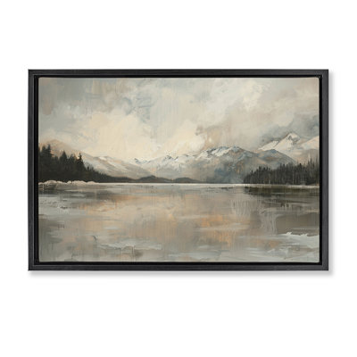  «Frozen Lake Landscape», toile flottante encadrée dorée par LSR Design Studio