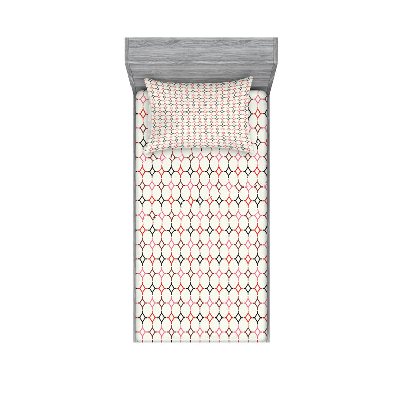 Microfiber Geometric Sheet Set, Twin Sheet Set with Fitted Sheet