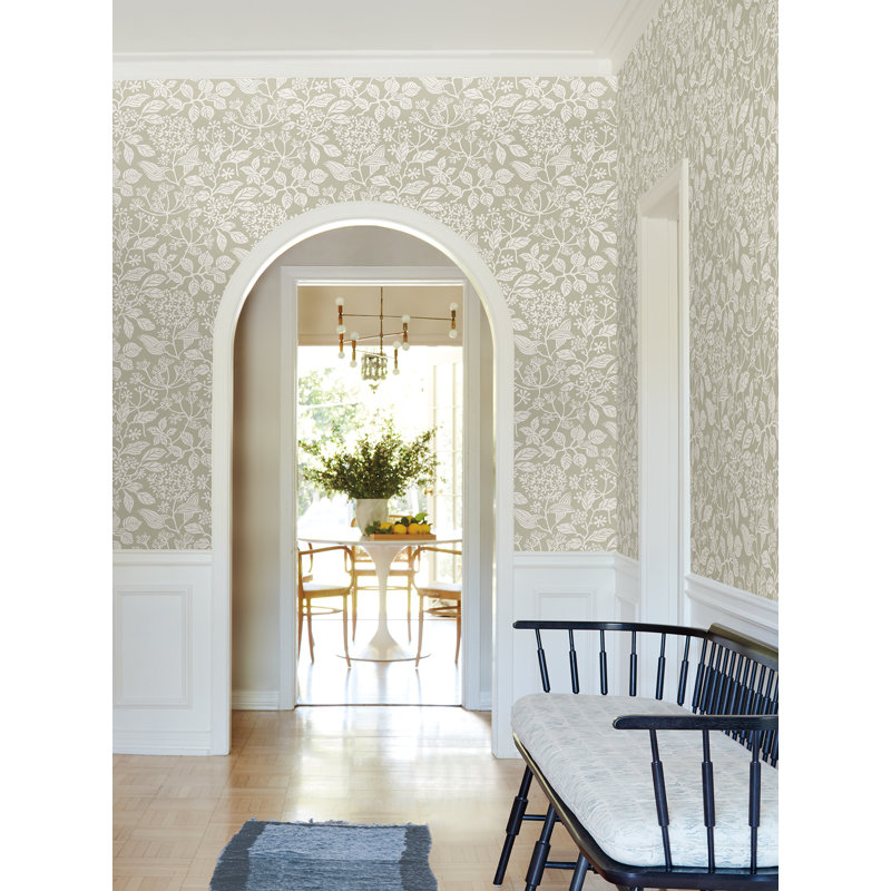 Papier peint botanique Rowen Taupe, Taupe