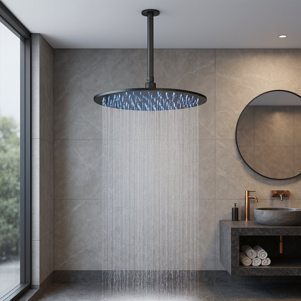 Fontana 16 Oil Rubbed Bronze LED Rainfall Shower Head with Hydro Powered Temperature Indicator FontanaShowers