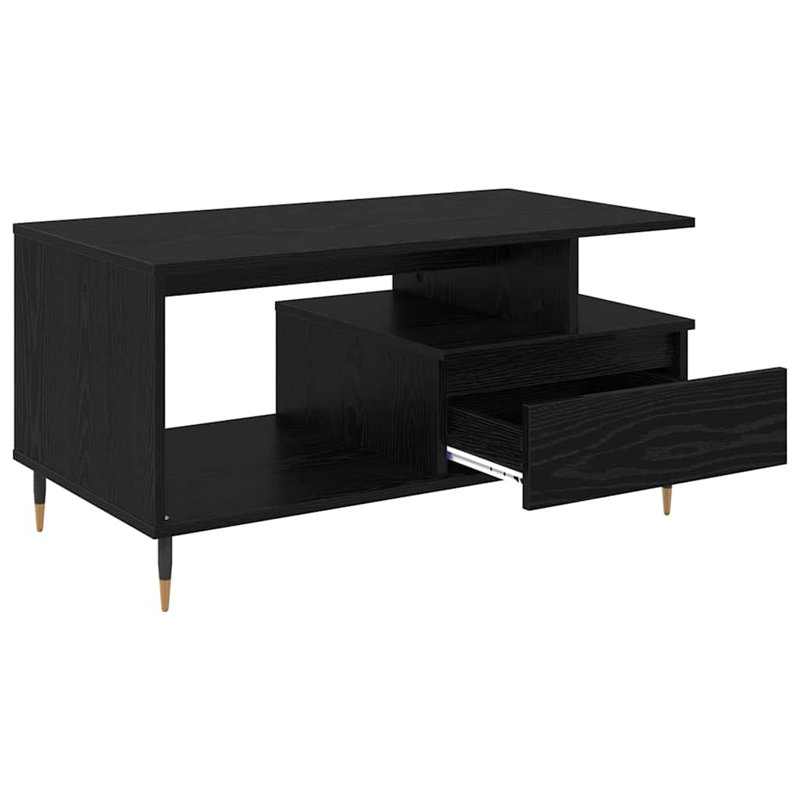 Coffee Table with Storage, Black Oak