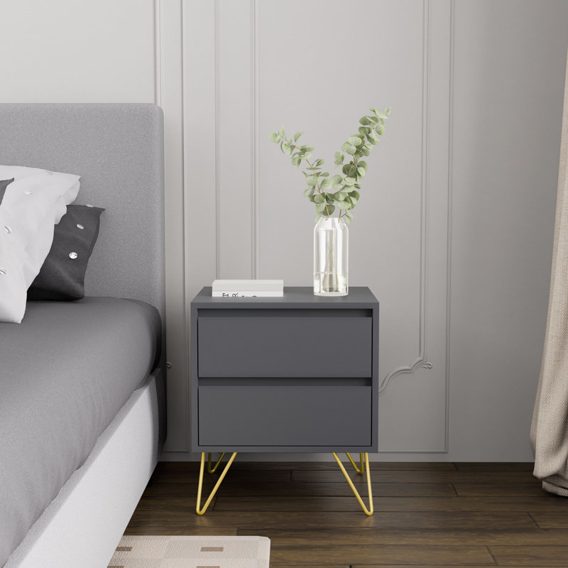 Almaas 45cm W Bedside Table, Grey