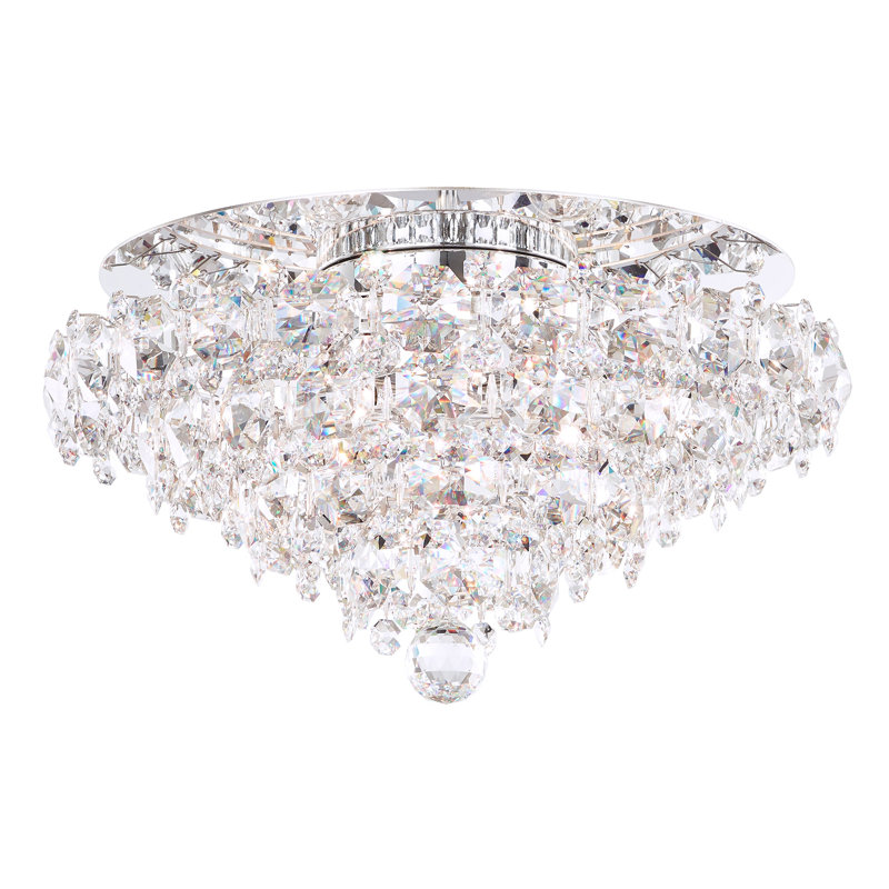 Baronet 4 Light 19in x 11in Flush Mount in Polished Stainless Steel with Clear Radiance Crystals, Clear Optic