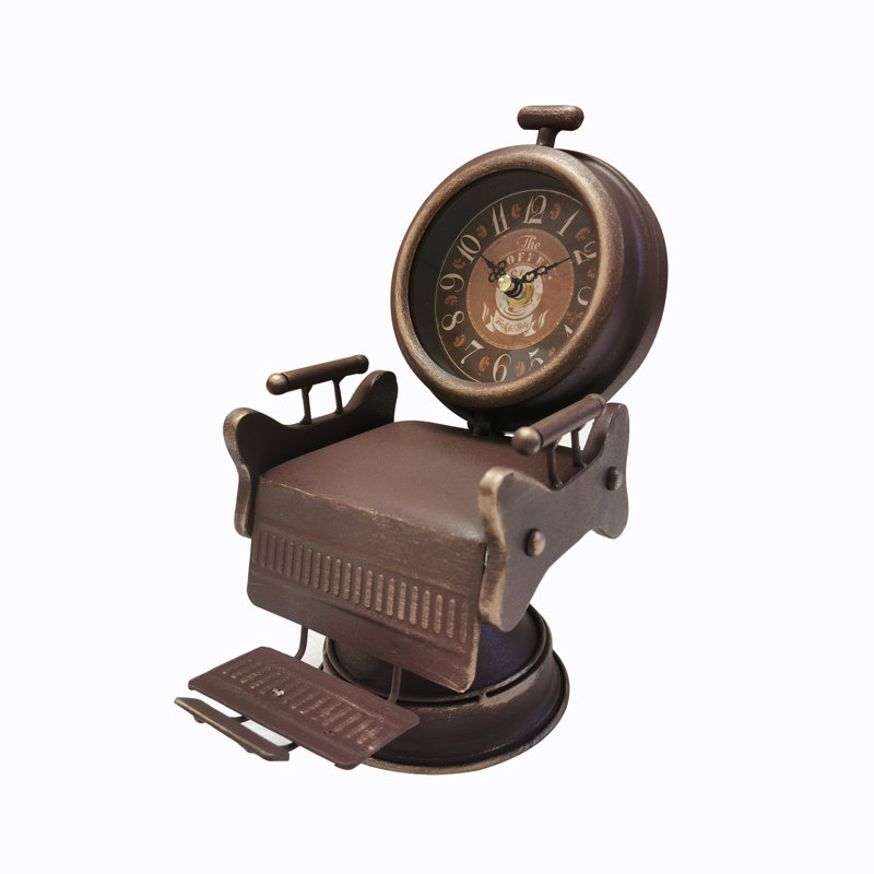 Horloge de table en acier inoxydable brun quartz