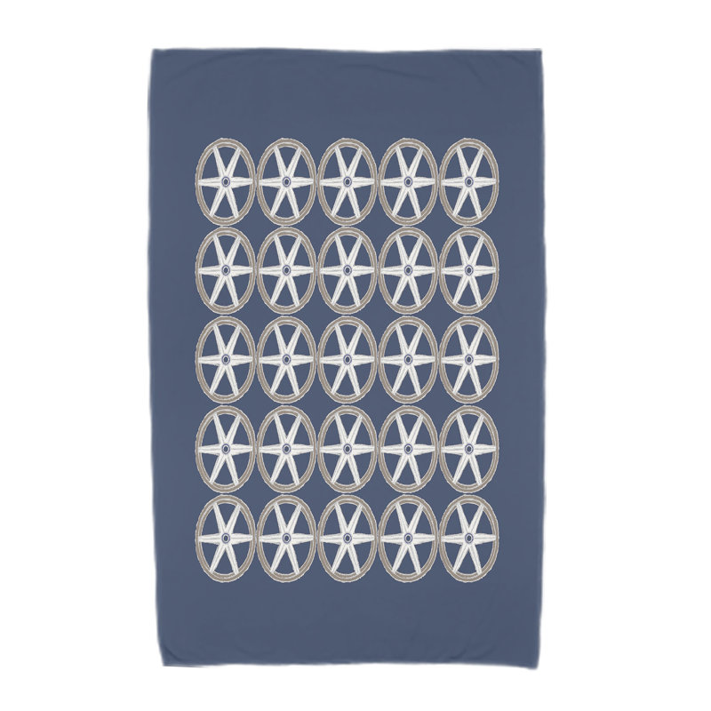 Serviette de bain à imprimé géométrique Aksel, Bleu marine