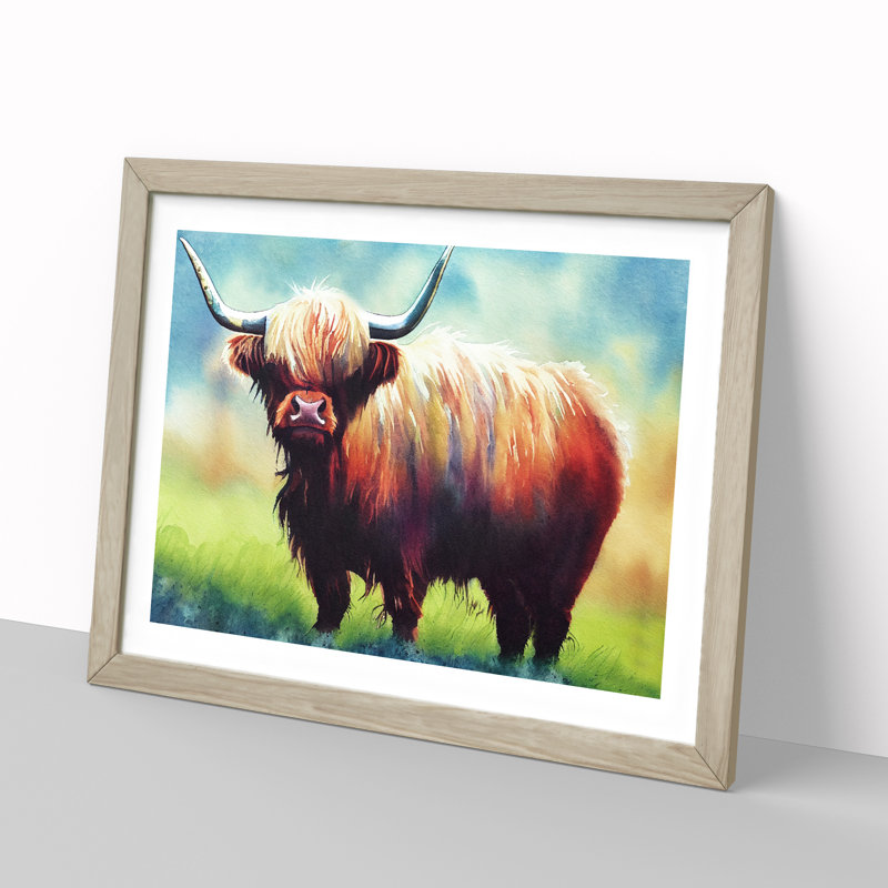 Highland Cow Vol.1 - Framed Print, 25cm H x 34cm W x 2cm D, Oak