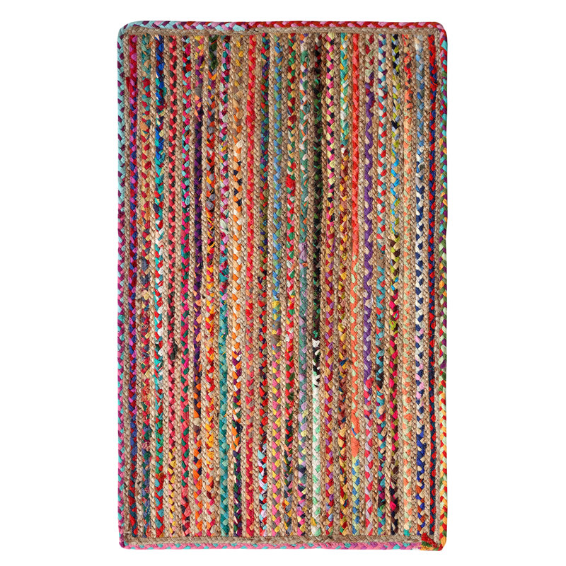 L'Oasis Striped Jute / Sisal Hand Woven Area Rug, Rectangle 90 x 150cm