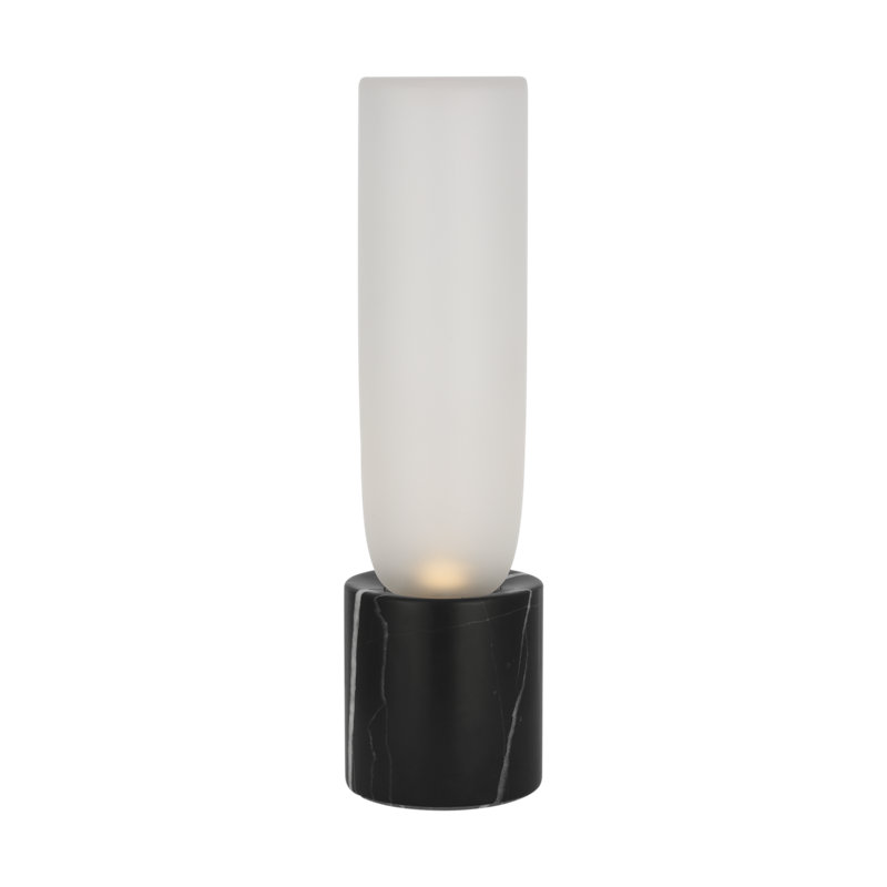 Kelly Wearstler Volver 1-light Accent Table Lamp in Black Marble with Clear Etched Glass shade, Black