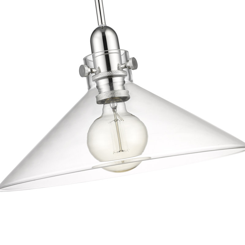 Luminaire suspendu conique 1 lumière Buzbee, Nickel poli
