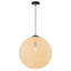 Luminaire suspendu sphérique tissé à la main 19,7 po, abat-jour sphérique en fil beige naturel avec auvent noir mat, hauteur réglable pour la salle à manger de l'îlot de cuisine, base E26