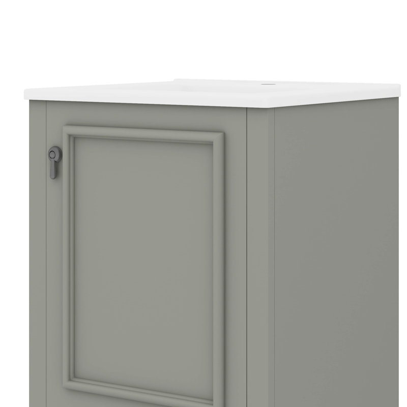 Meuble-lavabo de 20 pouces avec lavabo intégré Conception de lavabo simple avec porte à fermeture en douceur réglable, Gris
