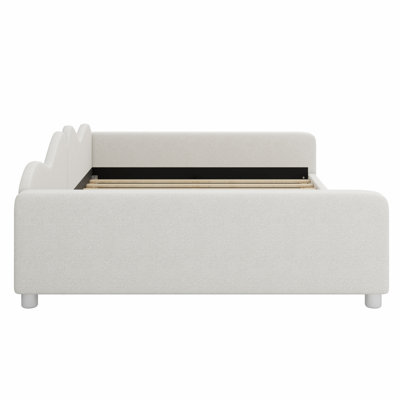 Upholstered Daybed, Sherpa Fabric Sofabed With Cloud-Shaped Backrest, No Box-Spring Needed