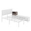 Lit plateforme double en métal avec tablettes de rangement à deux niveaux, armoire de rangement en bois, structure en métal durable avec surface de revêtement douce-2084645930