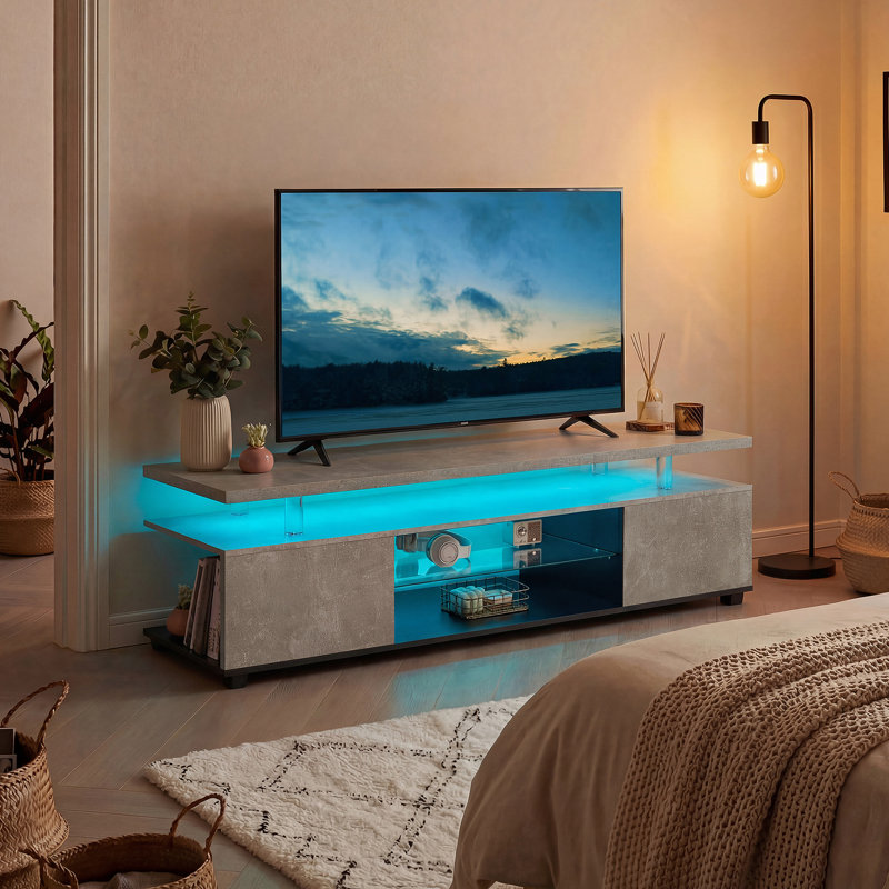 Meuble télé pour téléviseur 55 po, meuble télé à DEL pour salon
