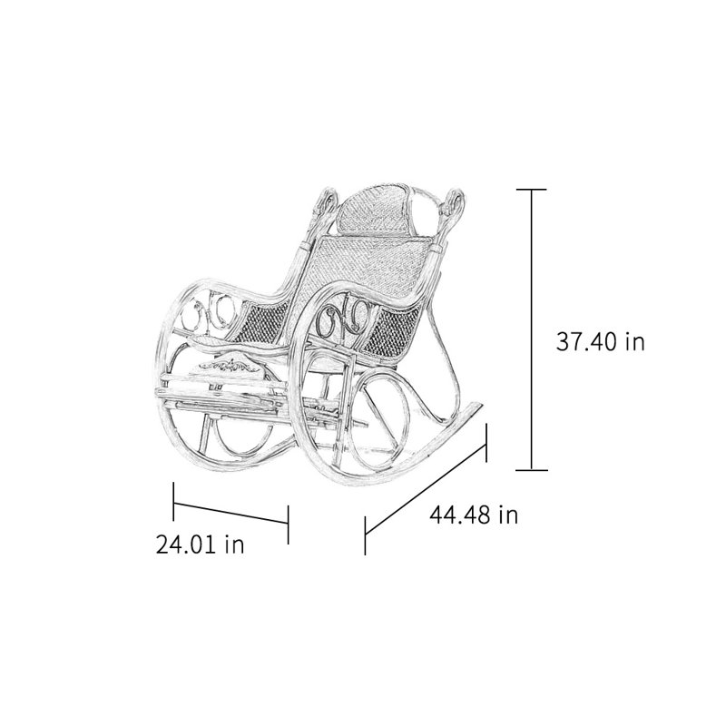 Chaise berçante décontractée en rotin
