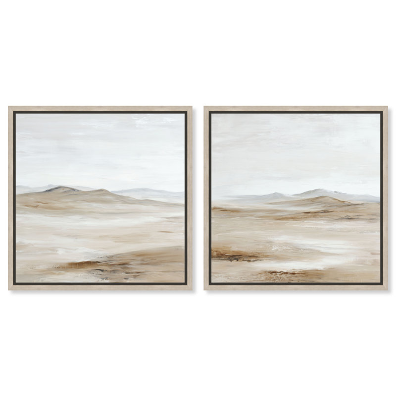 «Free Hills Duo», ensemble de décorations murales Boho par Art Remedy, cadre en chêne naturel, 12 x 12, H 13 po x l 13 po