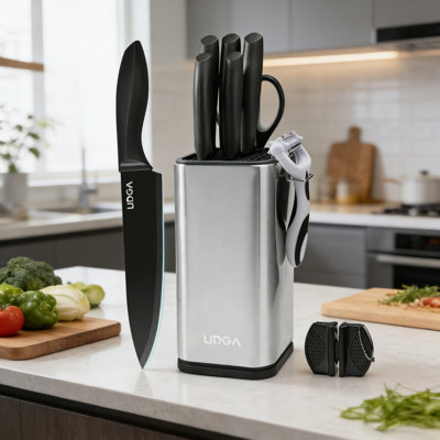 10-Pieces Kitchen Knife Set With Stainless Steel Block, Dishwasher Safe Kitchen Knife Set