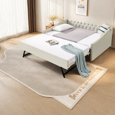 Space-saving Multifunctional Upholstery Beds, Wood Linen Modern Design