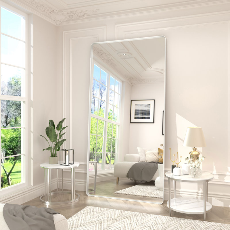 Miroir mural Aevar, 72 po x 36 po, Blanc mat