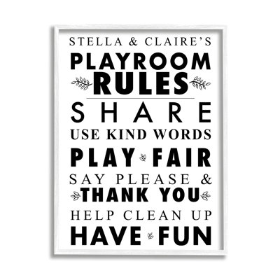 Minimal Playroom Rules cmw-018, art mural personnalisé