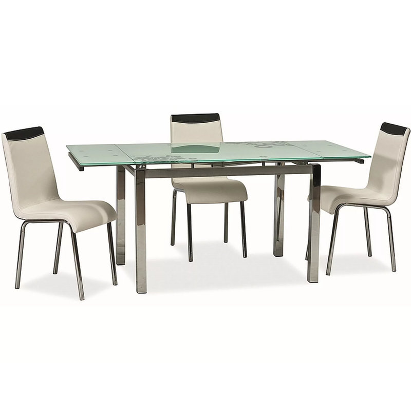 Isabeau Glass Top Metal Base Dining Table, White