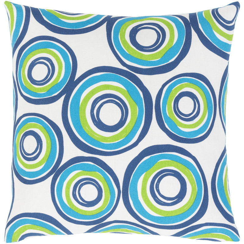 Housse de coussin en coton Miranda, H 20 po x l 20 po x P 0,25 po, Bleu / vert
