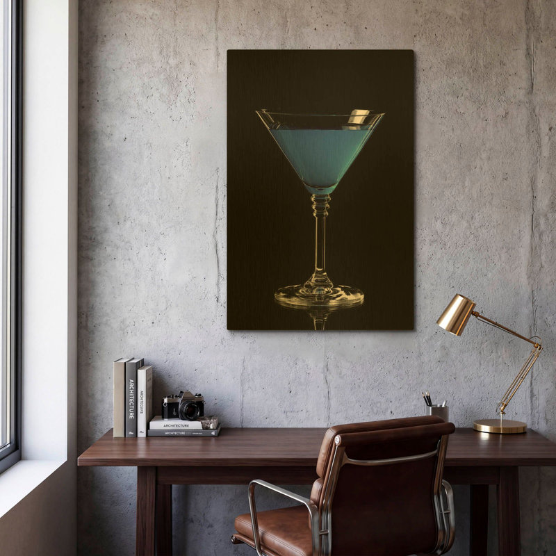 Tableau mural en métal doré « Blue Curacao » de luxe, 61 x 91 cm, 24"x36"
