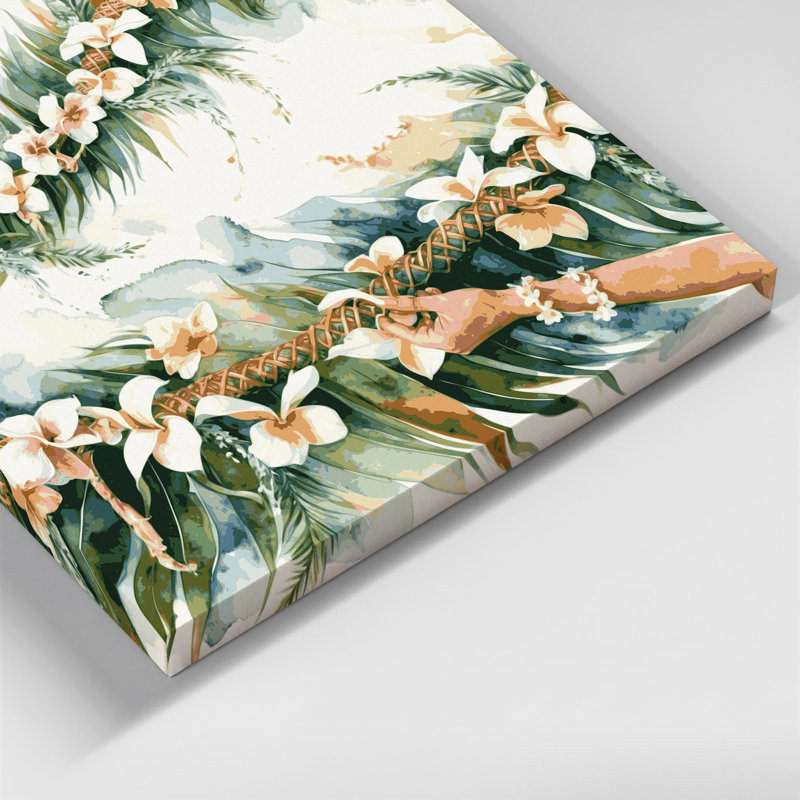 Hawaiian Lei tissage, art mural sur toile blanche, H 11 po x l 14 po