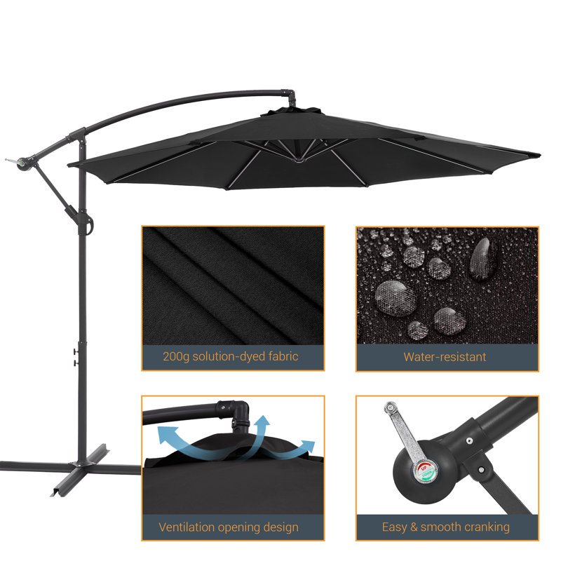 Parasol en porte-à-faux rond 120 "Atanase, Noir