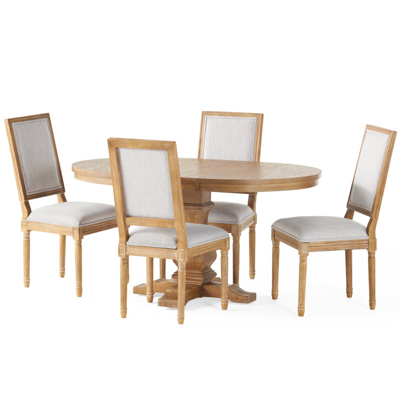 Burrill Pedestal Dining Set, Natural, Brown