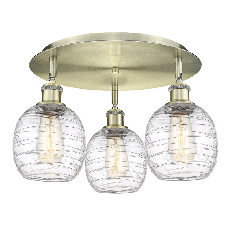 Plafonnier semi-encastré en verre Alve, Laiton antique, Tourbillon déco
