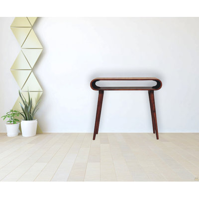Solid Wood Amaya Nordic Style Console Table, Open Storage, Chestnut, Dark Brown