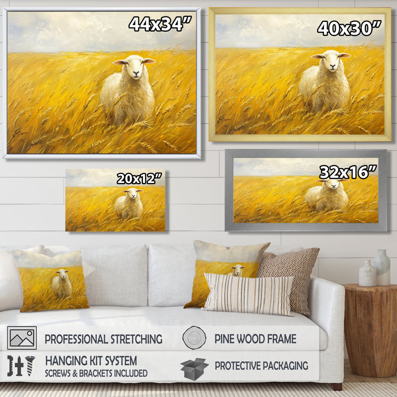 Donnalyn Golden Fields of Sheep II - Sheep, art mural, Reproduction encadrée d'une seule photo, H 30 po x l 40 po