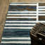 Tapis rayé rayé ivoire / bleu Rayan-200618692
